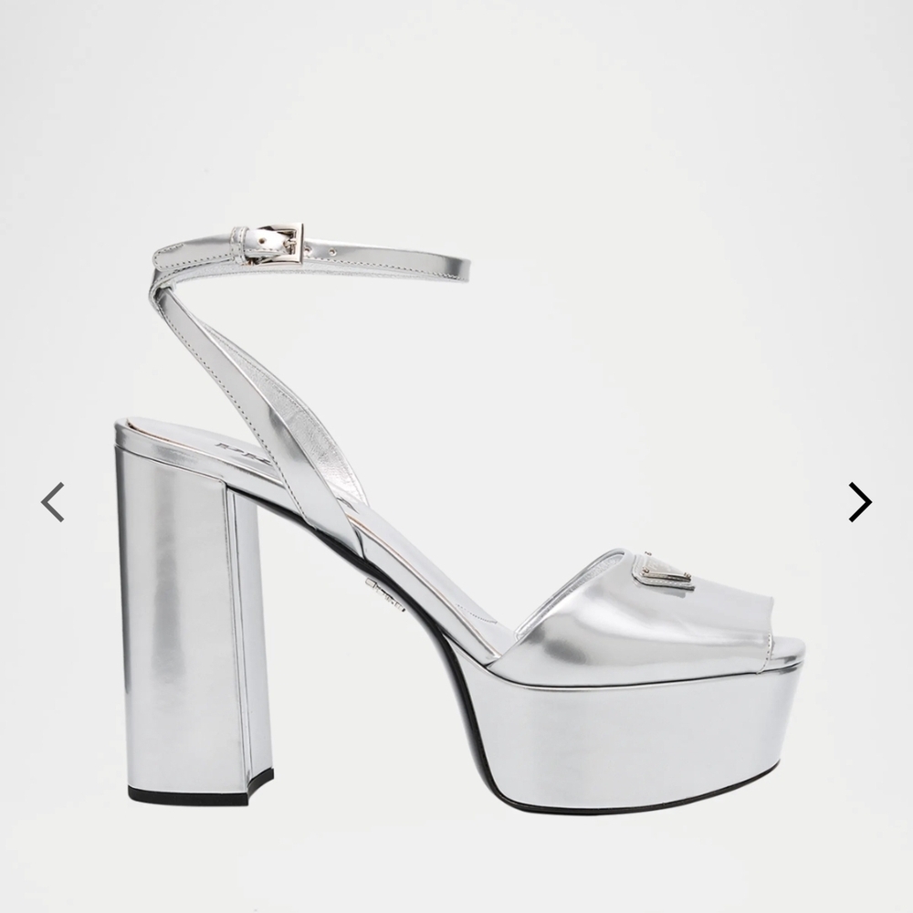 Prada Silver Platform Heels